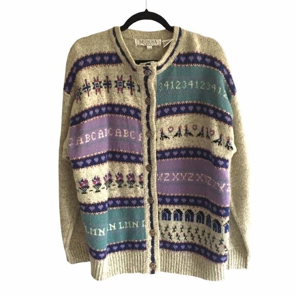 𝅺MUSKOKA LAKES Wool Button Front Cardigan Sweater L - Picture 1 of 8